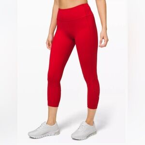 Lululemon PACE RIVAL MID-RISE CROP 22" size 8 dark red